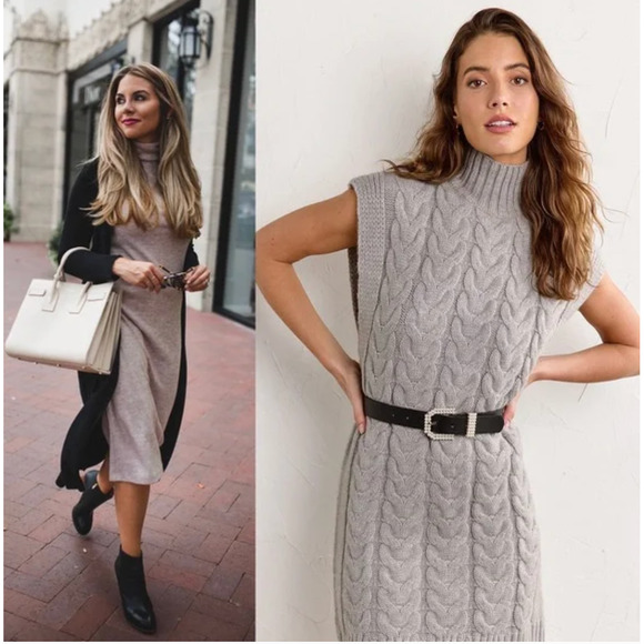 House of Harlow 1960 Sweater Dress Turtleneck Gray Size M - Picture 8 of 10